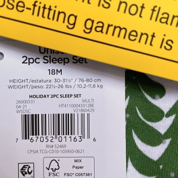 NWT BUNDLE 18 Months Holidays Winter Unisex 2PC Pajamas 18 M Red, Green, Black - Picture 11 of 13